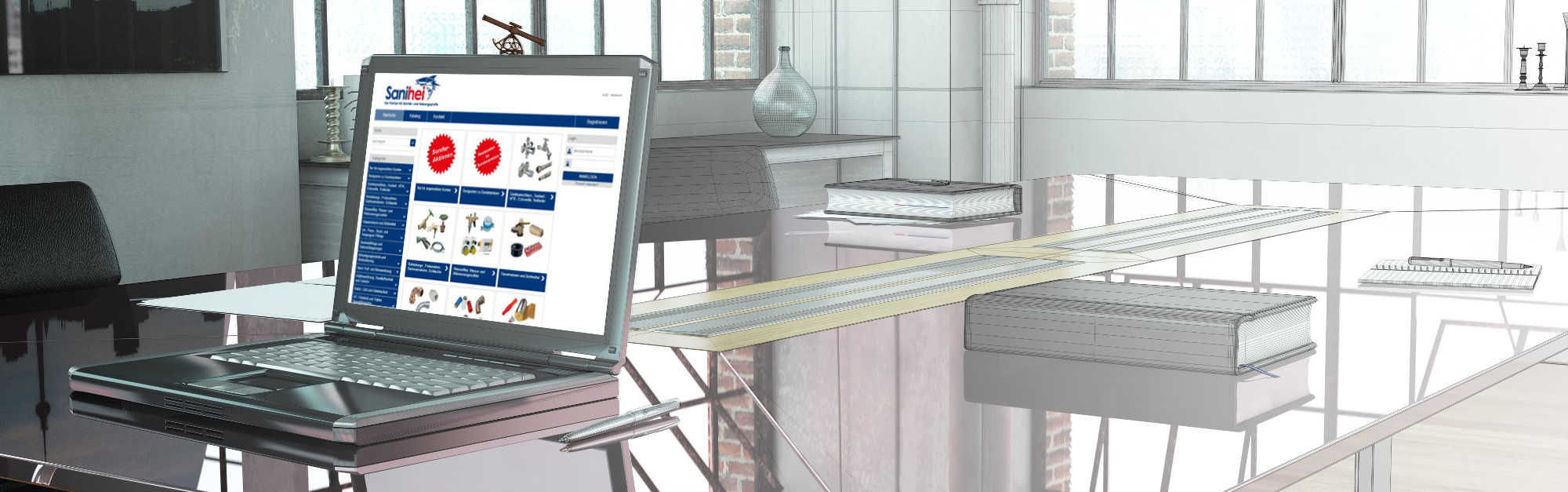 B2B-Webshop hepaWeb auf einem Notebook